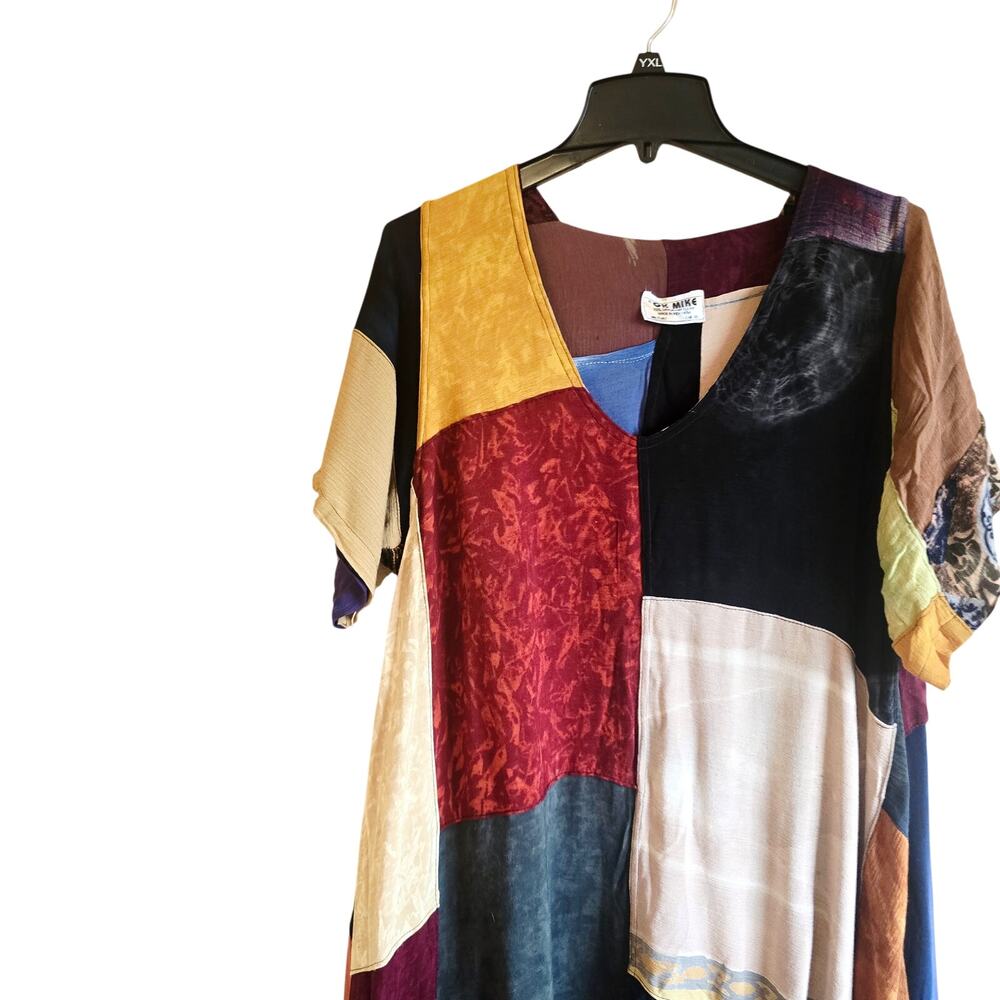 Ok Mike boho lagenlook patchwork dress size os - Picture 3 of 8